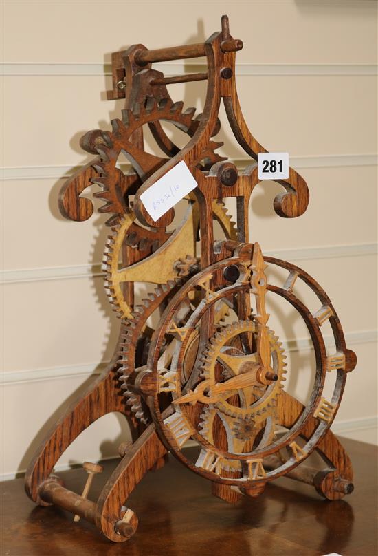 A wooden wall clock